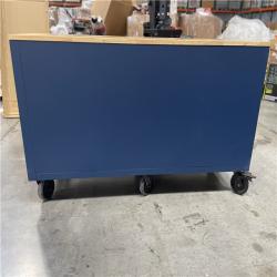 DALLAS LOCATION- AS-IS HUSKY 72 in.W x 24 in.D Heavy Duty 18-Drawer Adjustable Height Mobile Workbench MATTE BLUE W/ WOODTOP