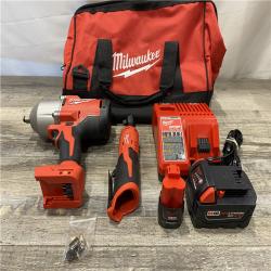 AS-IS Milwaukee 12/18V Lithium-Ion Cordless 3/8 in. Ratchet and 1/2 in. High Torque Impact Wrench with Friction Ring Combo Kit