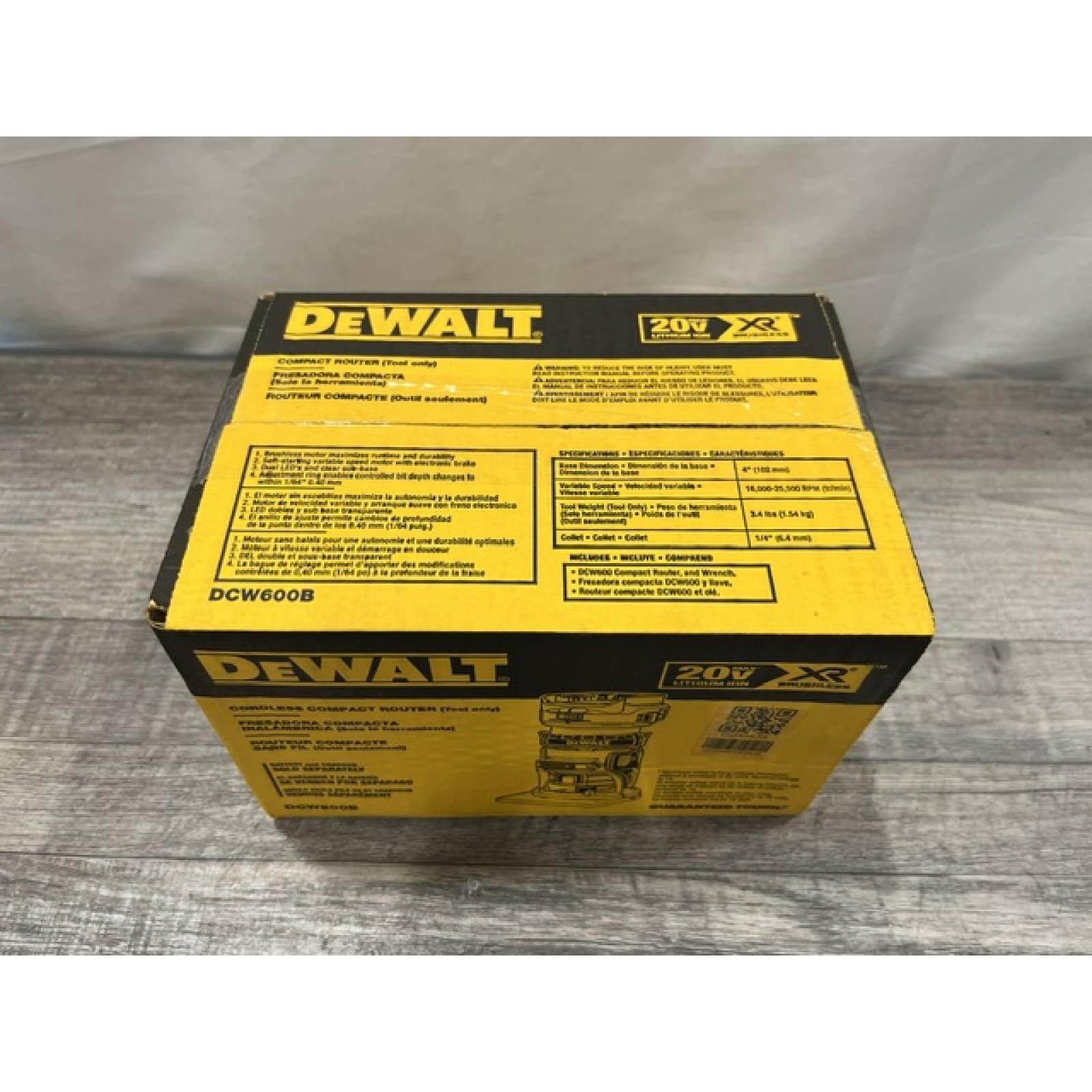 NEW - DEWALT 20V MAX XR Cordless Brushless Fixed Base Compact Router (Tool Only)