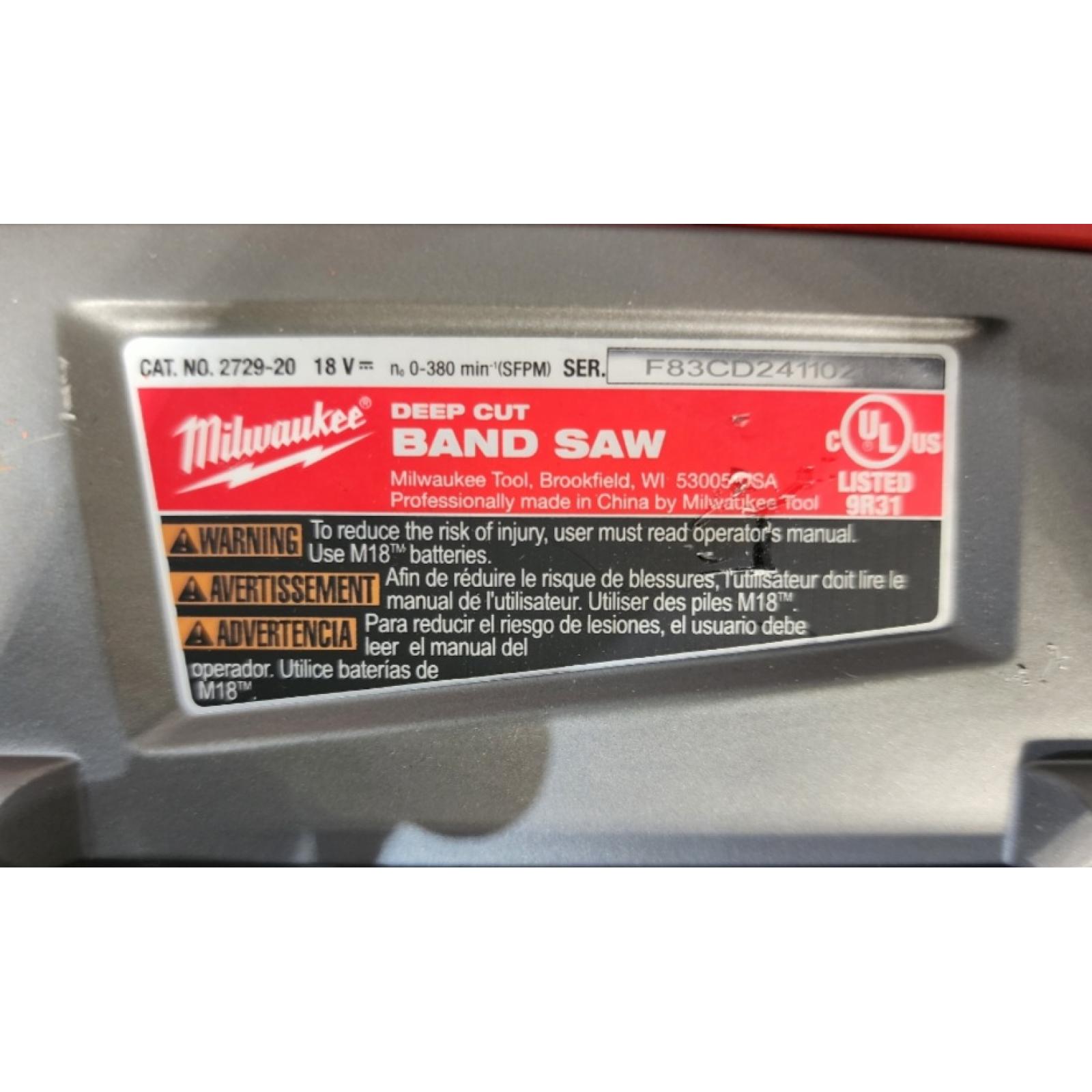 HOUSTON LOCATION - AS-IS Milwaukee 2729-20 - M18 Fuel 18V Cordless Brushless Band Saw Bare Tool