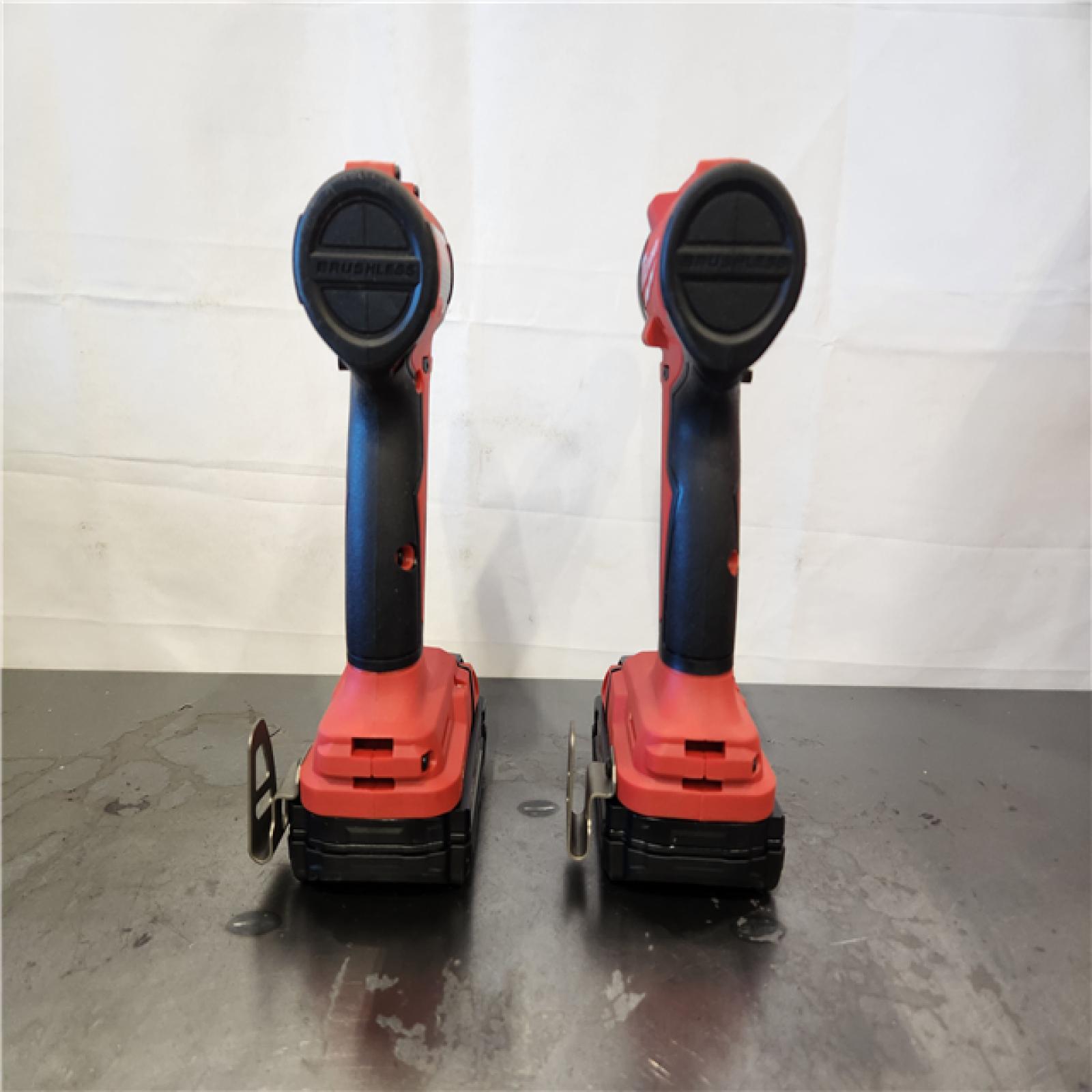 AS-IS- Milwaukee M18 18V Lithium-Ion Brushless Cordless Compact Drill/Impact Combo Kit (2-Tool) W/(2) 2.0 Ah Batteries  Charger & Bag