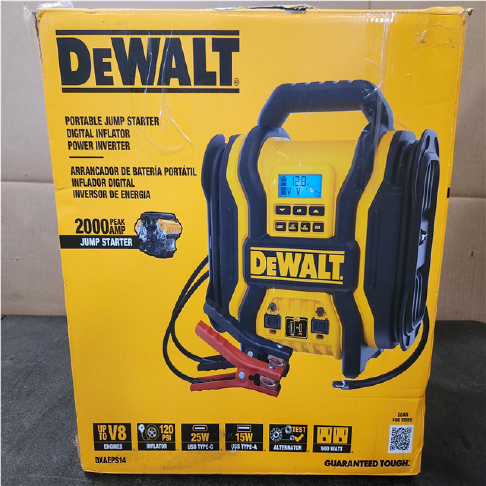 Phoenix NEW DEWALT 2000-Peak Amp Portable Jump Starter with Digital Compressor, USB and AC Power Bank - DXAEPS14