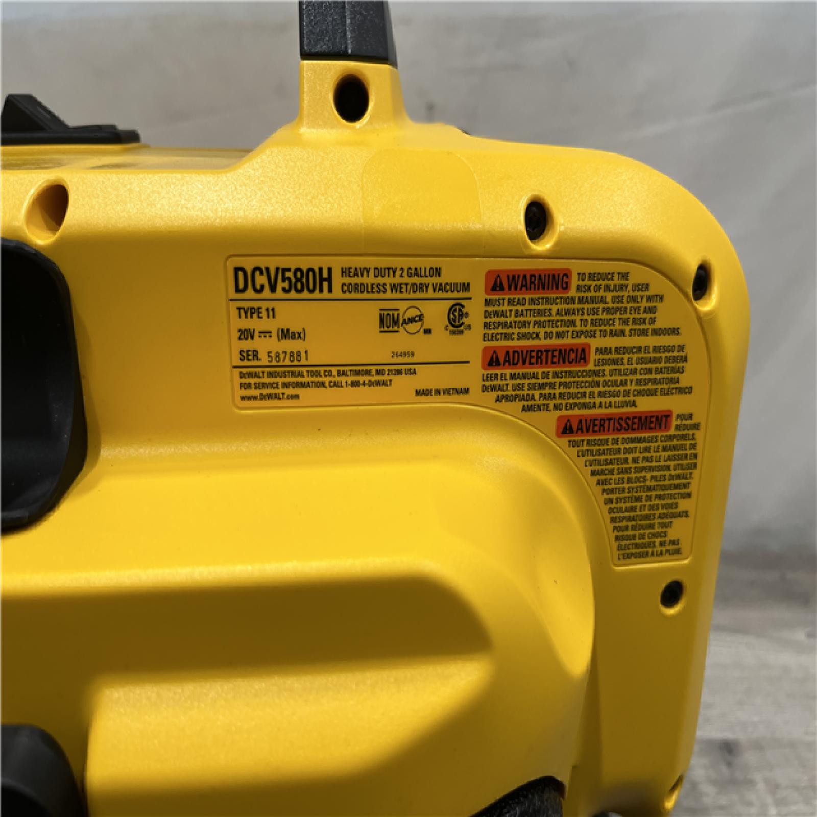 AS-IS DEWALT 2 Gal. Max Cordless Wet/Dry Vacuum (Tool-Only)