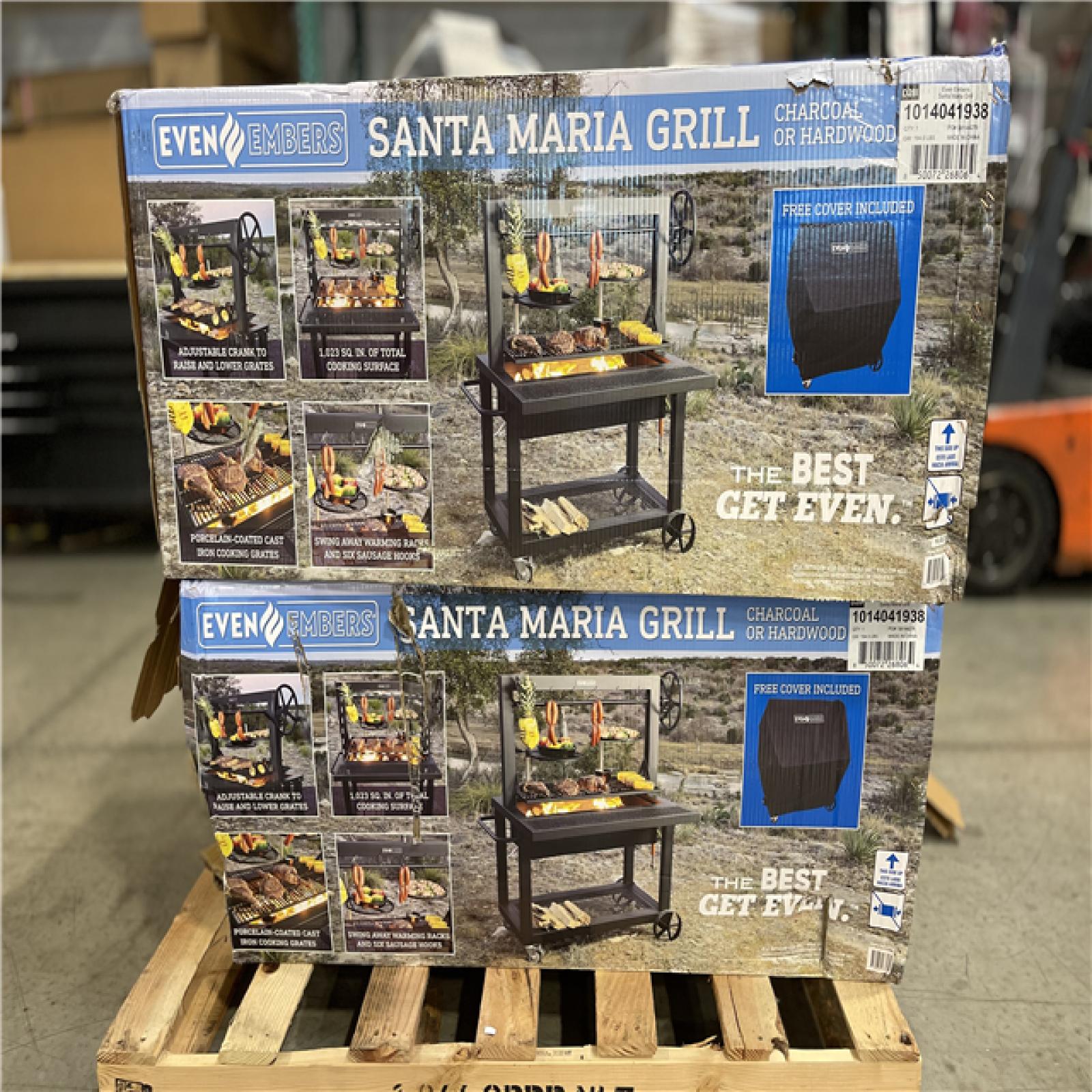 DALLAS LOCATION - Even Embers Santa Maria Charcoal and Wood Grill in Black with Cover Included PALLET-(2 UNITS)