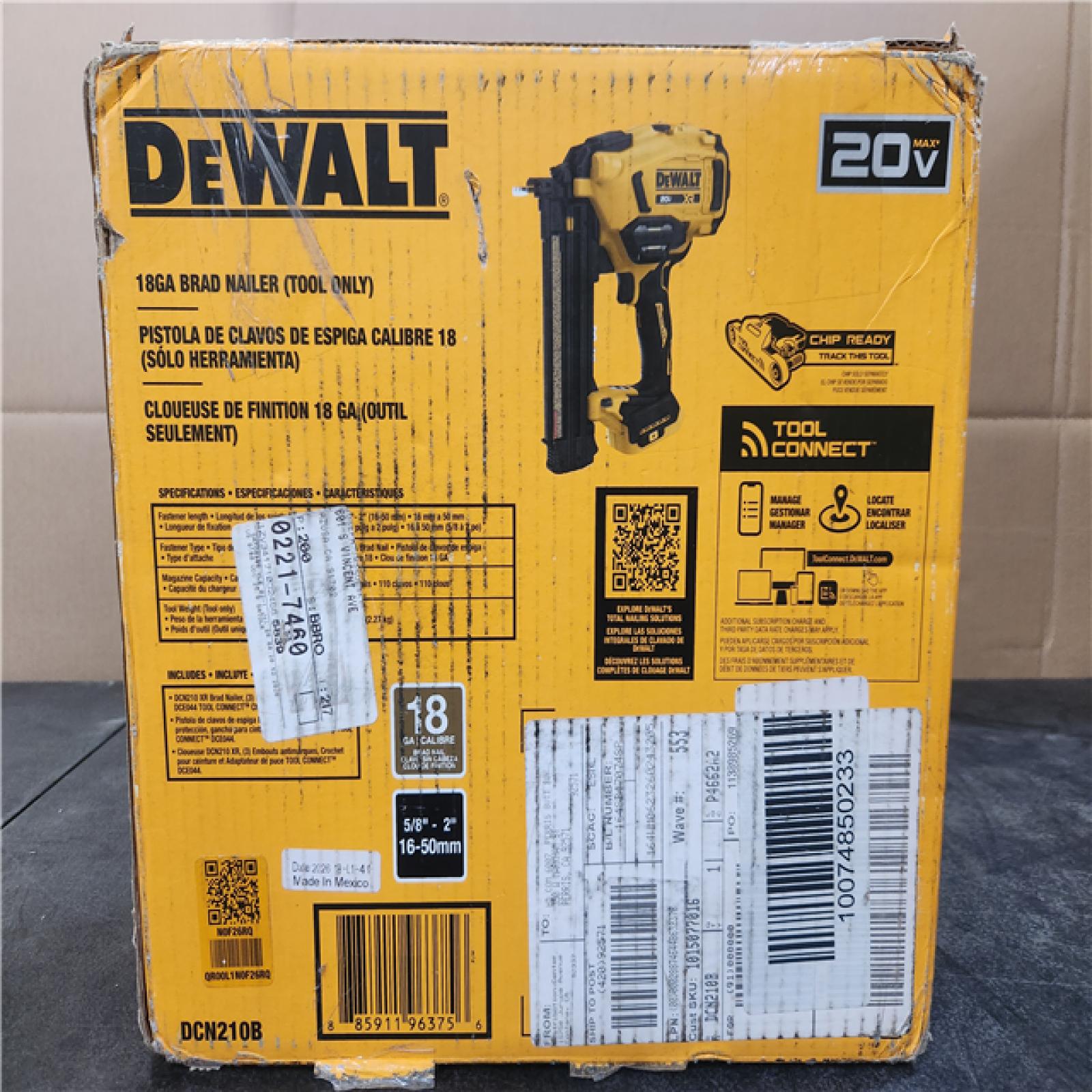 Phoenix NEW DEWALT 20V MAX XR 18 Gauge Cordless Brad Nailer (Tool Only)