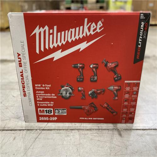 DALLAS LOCATION - NEW! Milwaukee M18 Cordless 9-Tool Combo Kit w/ (3) 4.0Ah Batteries & Charger