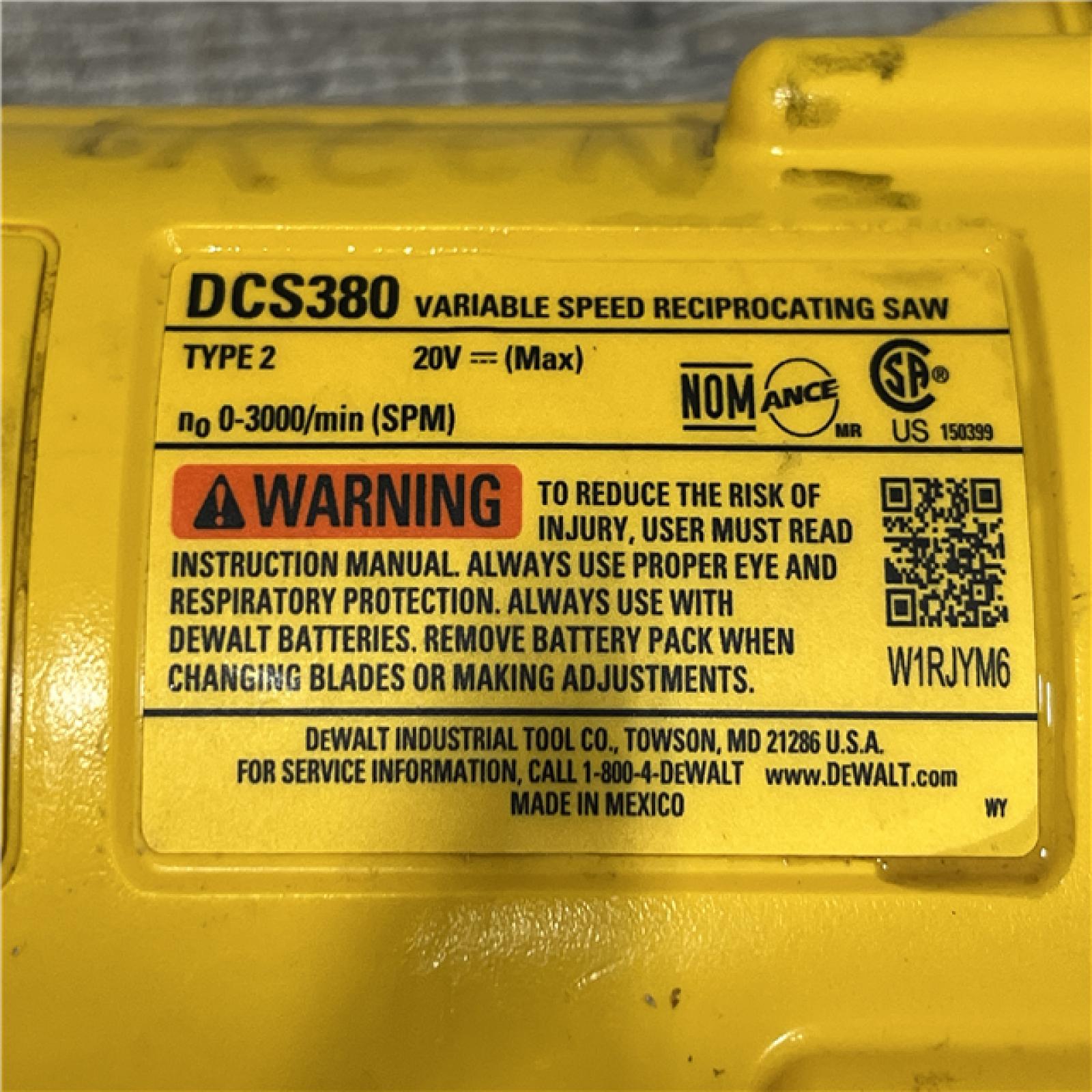 AS-IS DEWALT 20V MAX Cordless Reciprocating Saw (Tool Only)