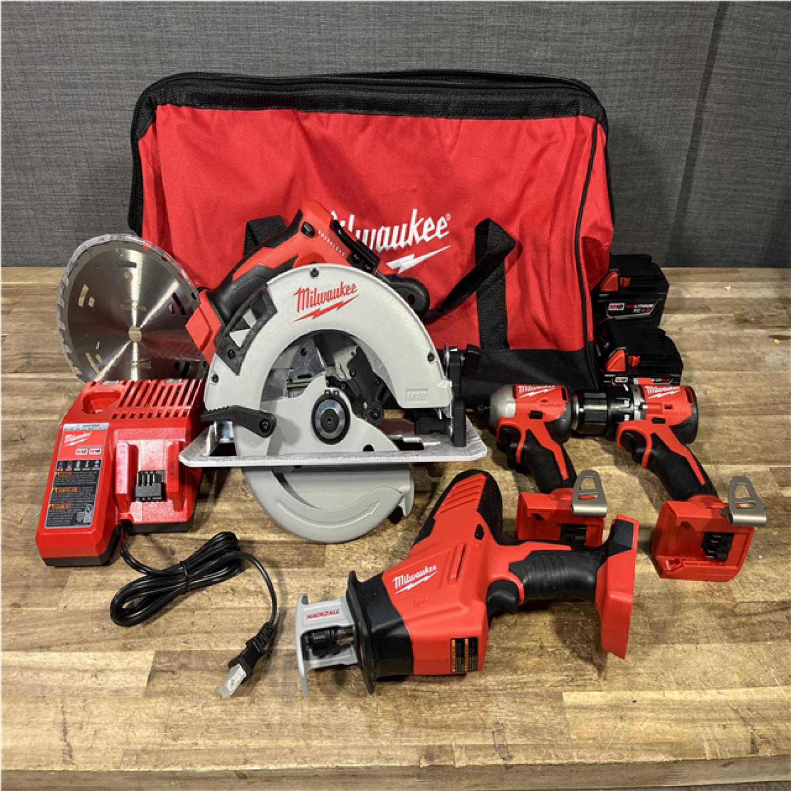 Houston Location AS-IS Milwaukee 18-Volt Lithium-Ion Brushless Cordless (4-Tool) Combo Kit