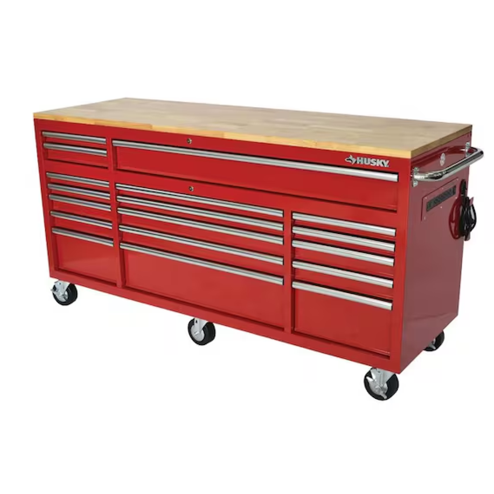 DALLAS LOCATION- HUSKY 72 in. W x 21 in. D Standard Duty Gloss Red Mobile Workbench