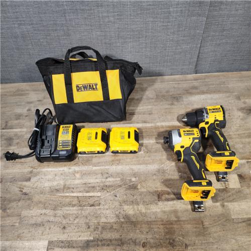 HOUSTON LOCATION - AS-IS Dewalt DCK225D2 20V MAX ATOMIC Brushless Compact Lithium-Ion 1/2 in. Cordless Drill Driver and 1/4 in. Impact Driver Combo Kit with 2 Batteries 2 Ah