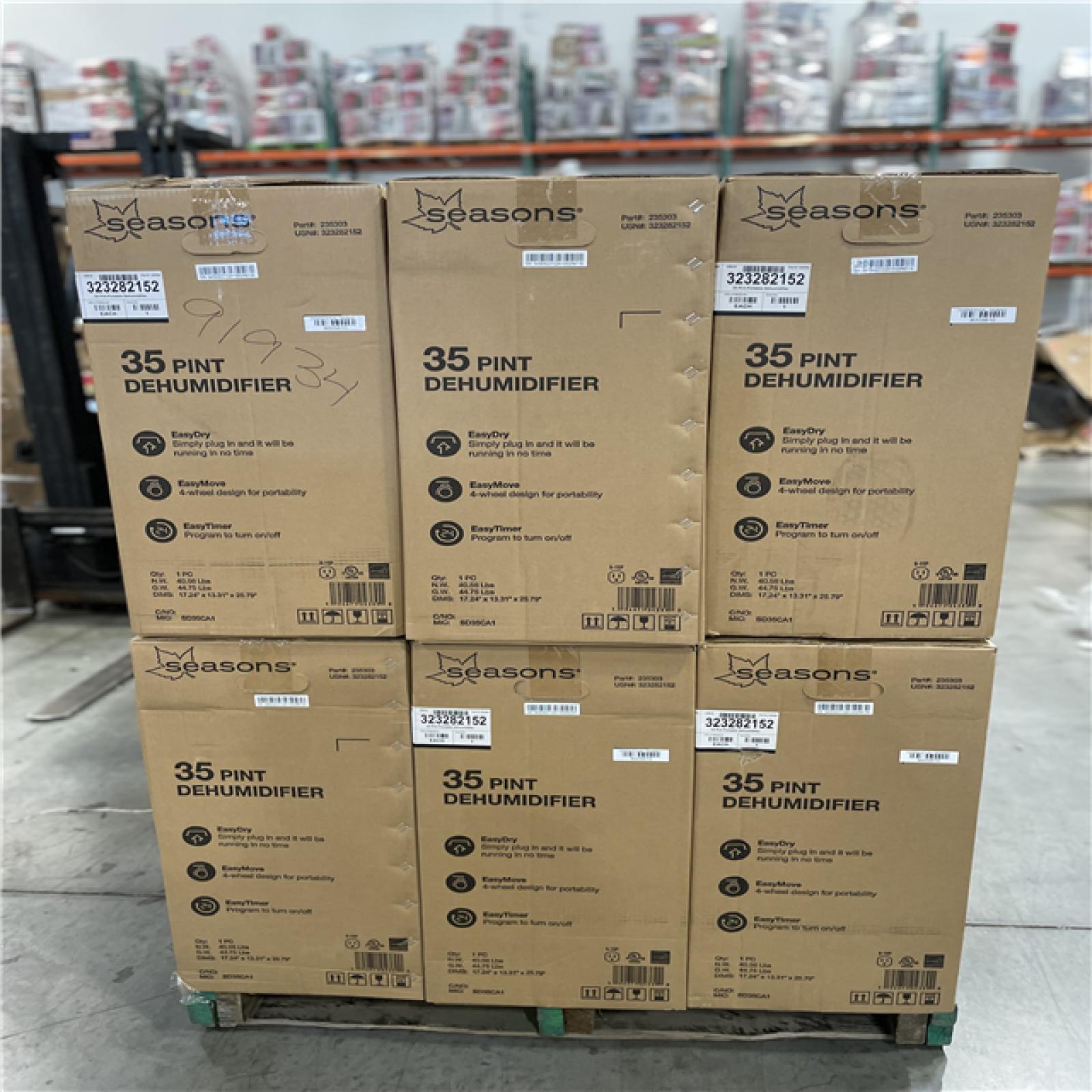 DALLAS LOCATION- SEASONS 35 PINT DEHUMIDIFIER PALLET (18 UNITS)