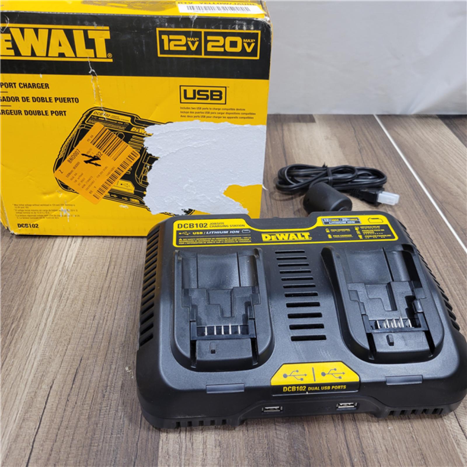 AS-IS DEWALT 12-Volt to 20-Volt MAX Lithium-Ion Dual Port Jobsite Fast Charging Station