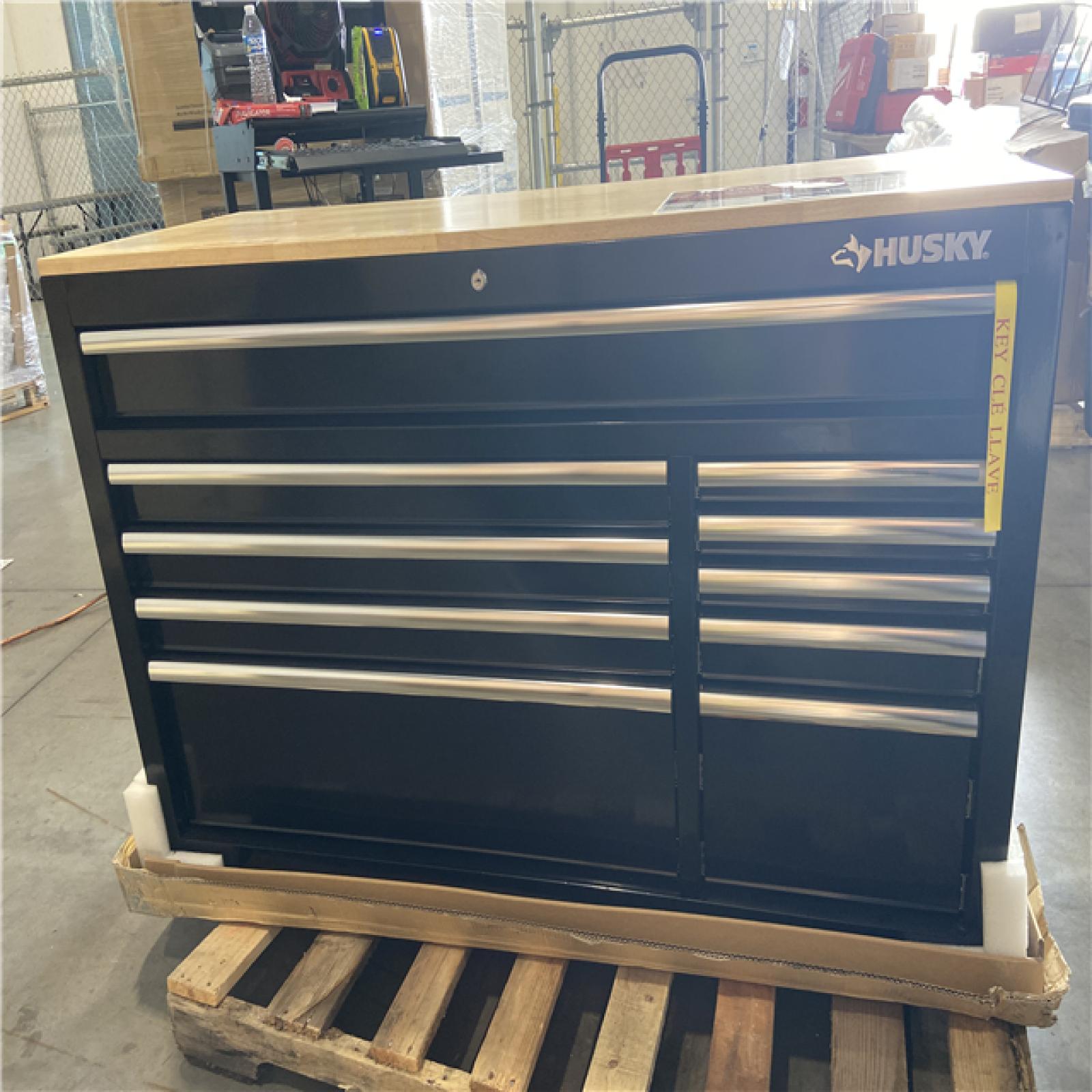 DALLAS LOCATION - Husky Modular Tool Storage 52 in. W x 20 in. D Standard Duty Black Mobile Workbench Cabinet