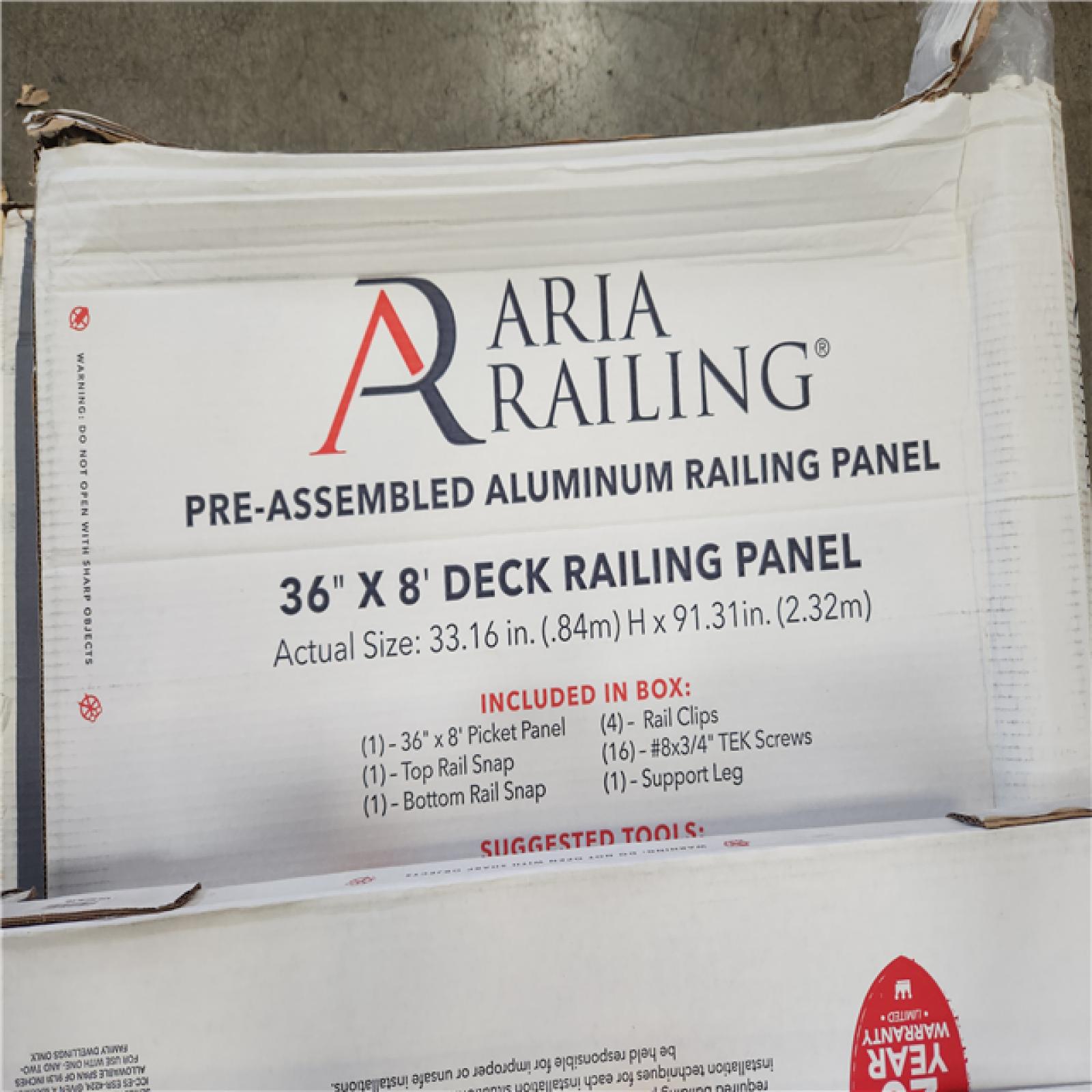 Phoenix NEW Aria Railing Stair Railing (36X6') (36X8') Pre-Assembled Deck Railing Panels Black Pallet