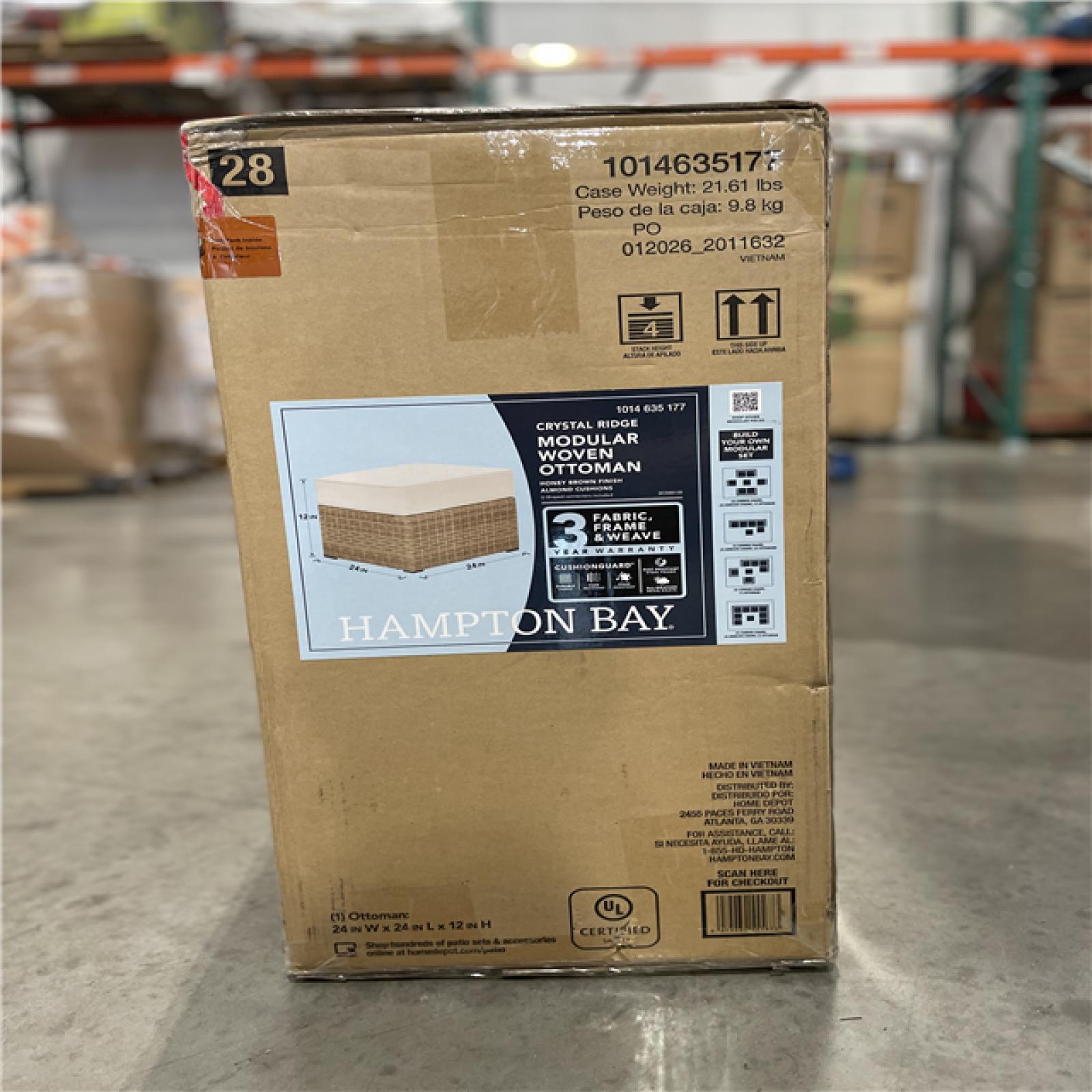DALLAS LOCATION- NEW!- Hampton Bay Crystal Ridge Modular Woven Ottoman