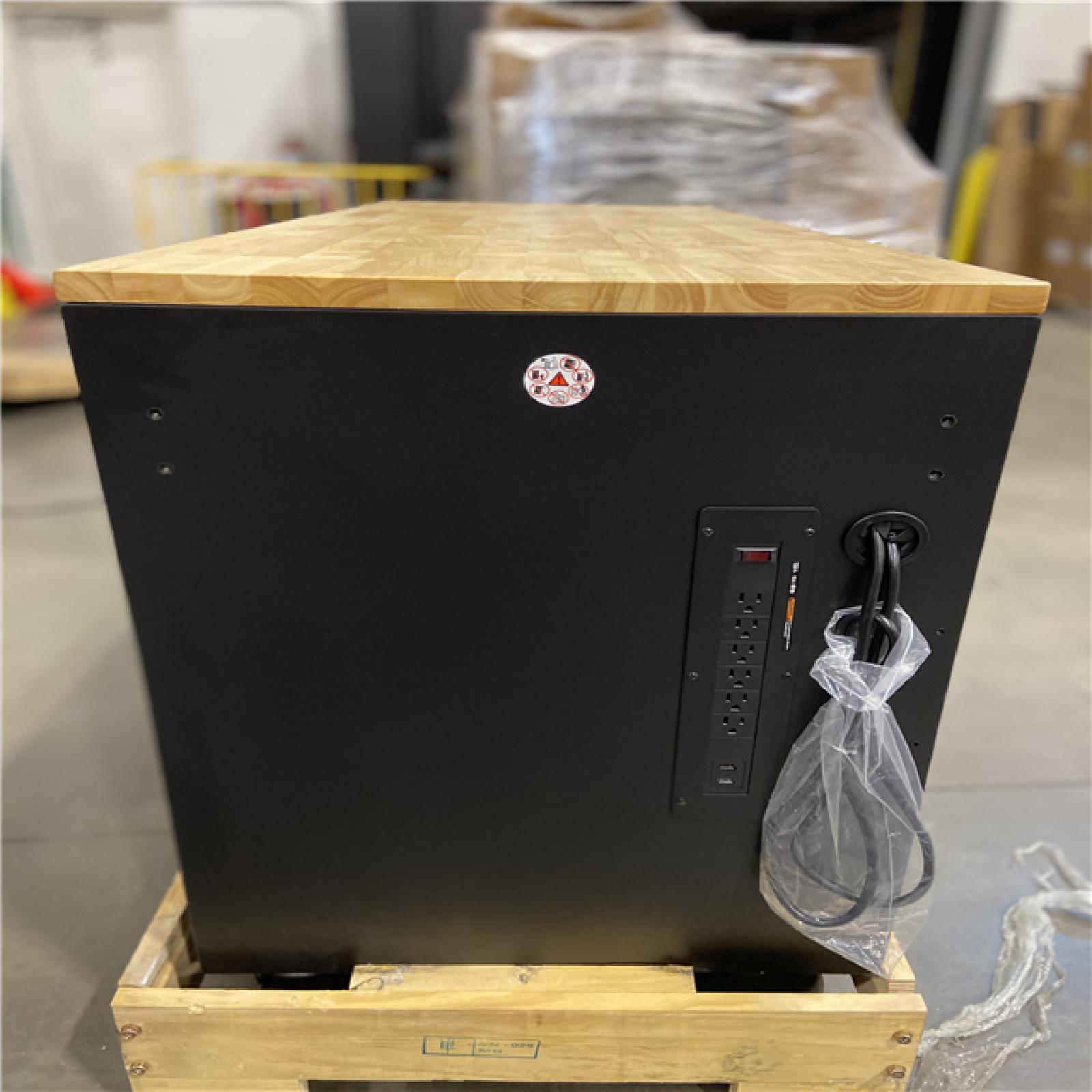 DALLAS LOCATION - Husky Tool Storage 62 in. W Heavy Duty Matte Black Mobile Workbench Cabinet with Adjustable Height Wood Top
