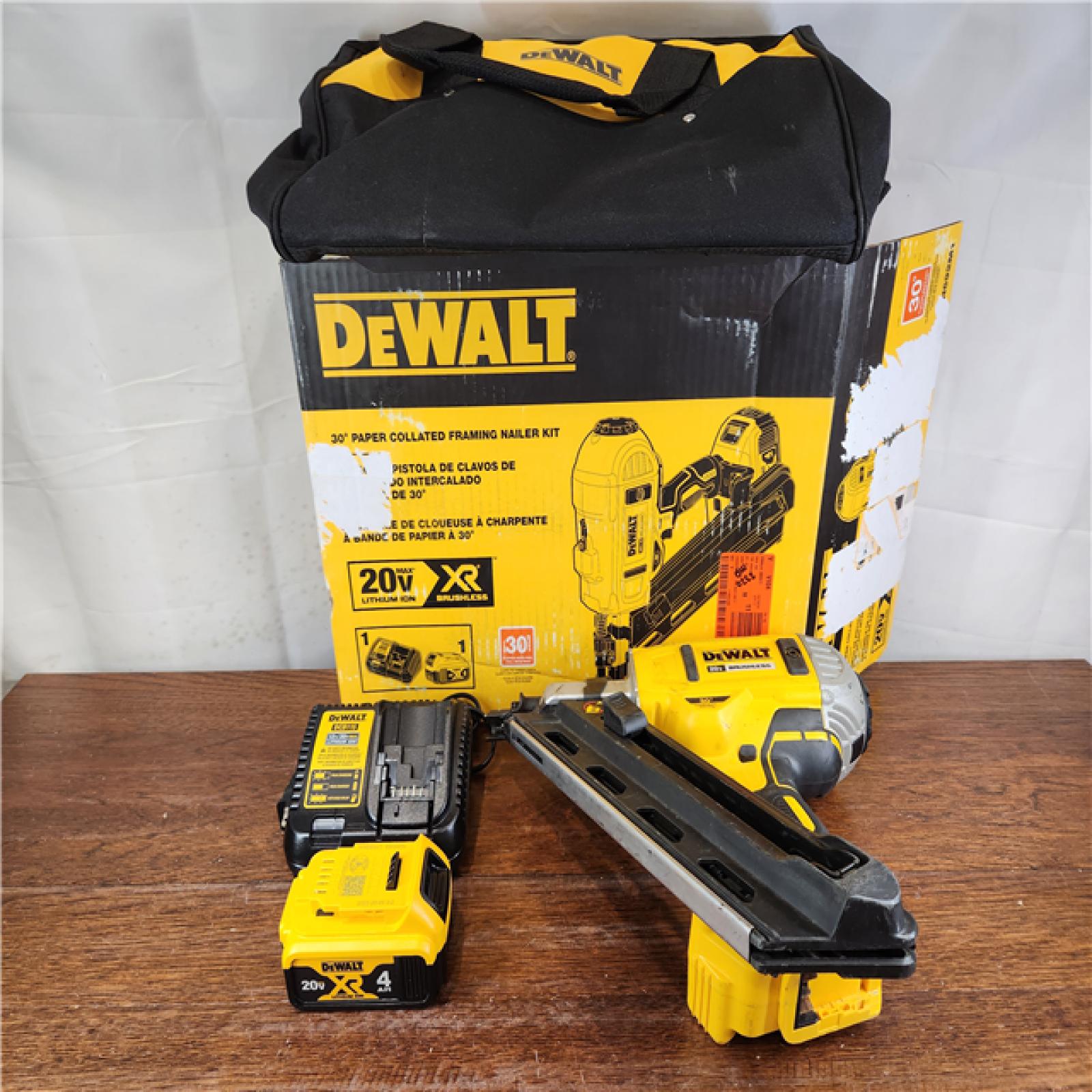 AS-IS DeWalt 20V MAX Brushless Cordless 2-Speed 30° Paper Collated Framing Nailer Kit