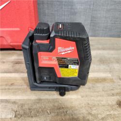 HOUSTON LOCATION - AS-IS Milwaukee 100 ft. REDLITHIUM Lithium-Ion USB Green Rechargeable Cross Line Laser Level Kit