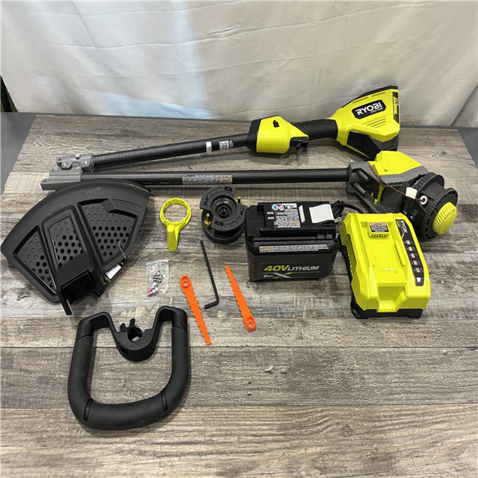 AS-IS RYOBI 40V HP Brushless Whisper Series 17 in. Cordless Battery Carbon Fiber Shaft String Trimmer Kit