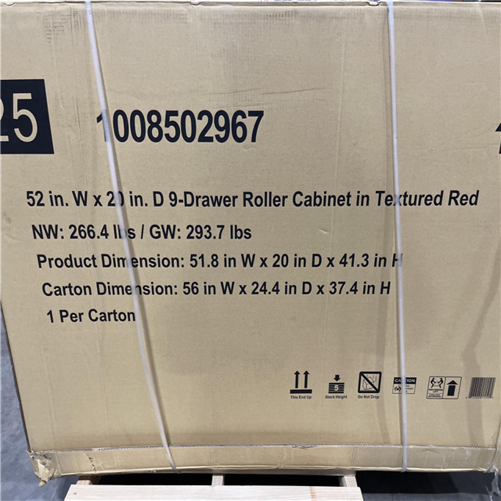 DALLAS LOCATION - Husky Heavy-Duty 52 in. W x 20 in. D 9-Drawer Rolling Tool Cabinet in Textured Red