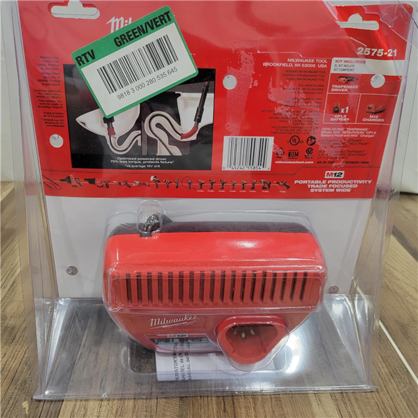 AS-IS Milwaukee  M12 Trap Snake 12V Lithium-Ion Cordless Toilet and Urinal Auger Power Driver W/ 1.5AH Battery and Charger
