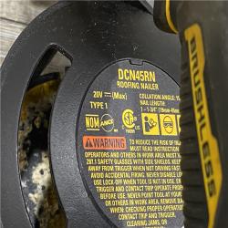 AS-IS DEWALT 20V MAX Lithium-Ion 15-Degree Electric Cordless Roofing Nailer Kit