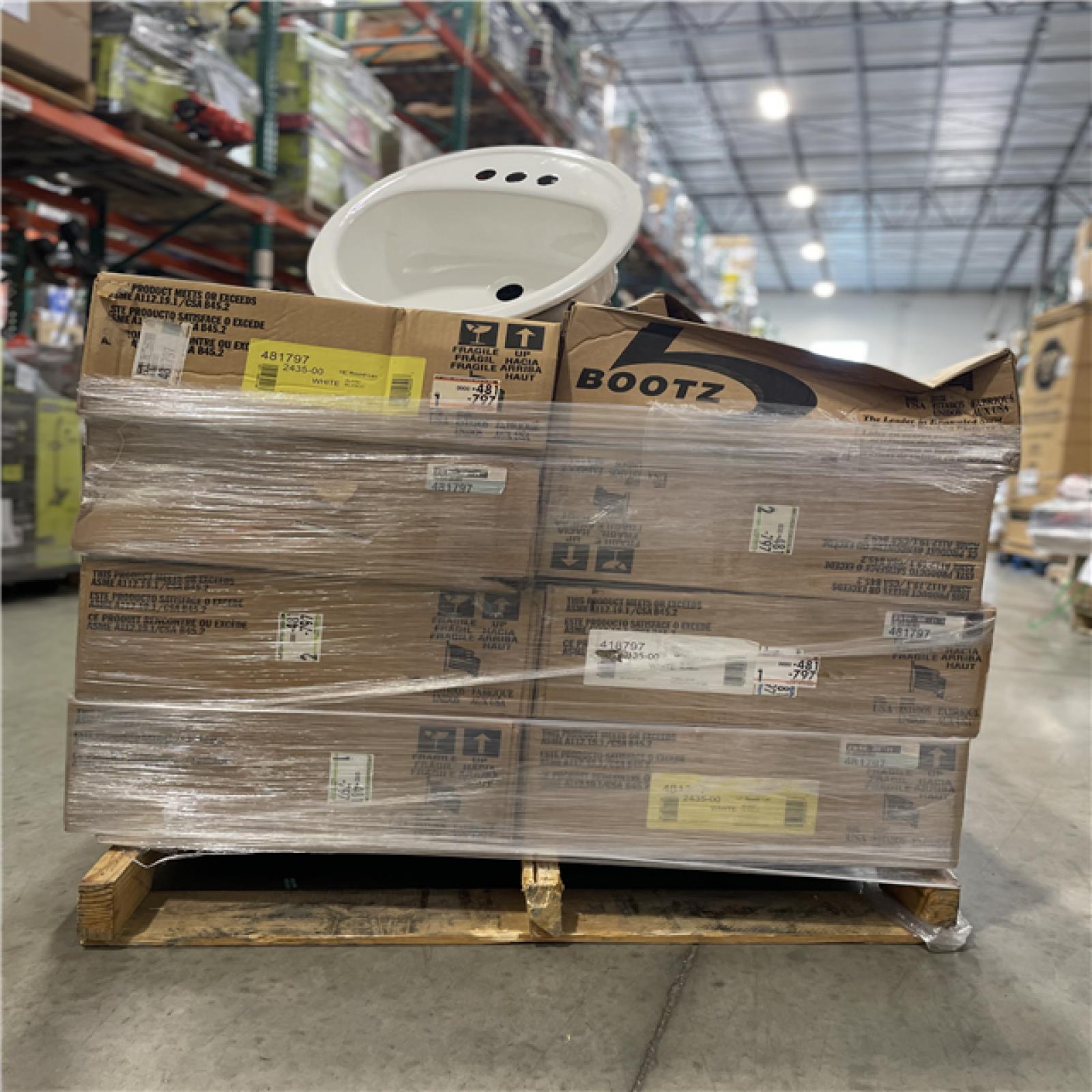 DALLAS LOCATION- BOOTZ Laurel Round Drop-In Bathroom Sink in White PALLET (18 UNITS)