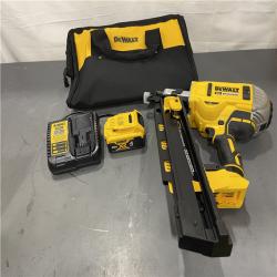 AS-IS - DeWalt 20V MAX XR Lithium-Ion Cordless Brushless 2-Speed 21° Plastic Collated Framing Nailer Kit