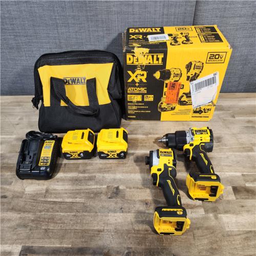 HOUSTON LOCATION - AS-IS DEWALT 20V MAX XR Hammer Drill and ATOMIC Impact Driver 2 Tool Cordless Combo Kit with (2) 4.0Ah Batteries, Charger, and Bag