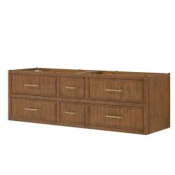 Phoenix NEW Wyndham Collection Isola WM 71 in. Wall-Mounted Bath Vanity Cabinet without Top in Toasted Walnut with Satin Bronze Trim
