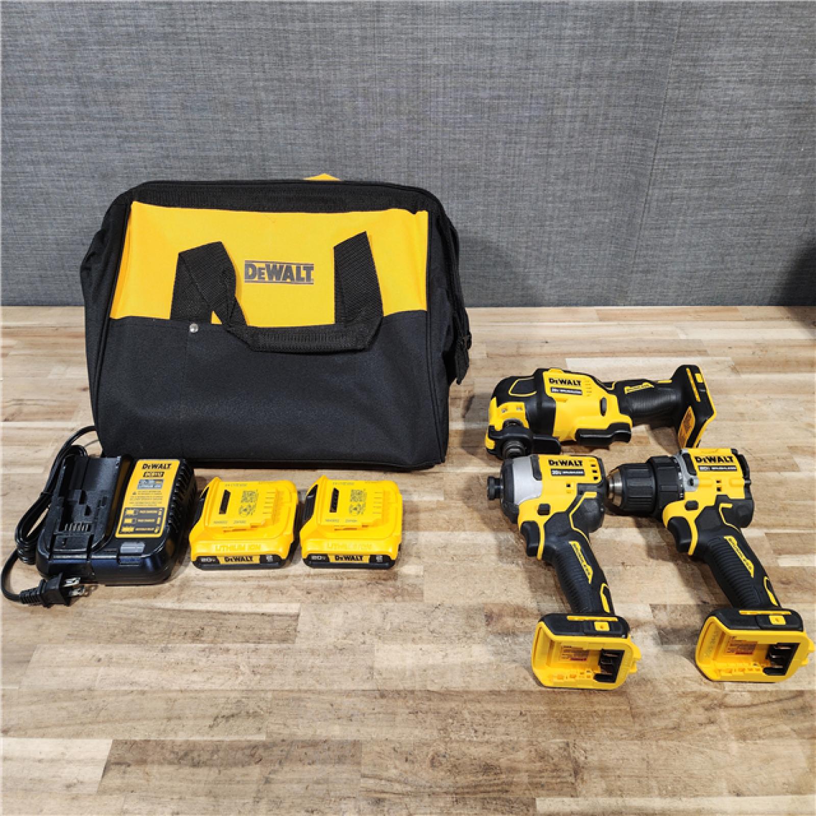 HOUSTON LOCATION - AS-IS DEWALT ATOMIC 20-Volt Lithium-Ion Cordless Brushless (3-Tool) Combo Kit
