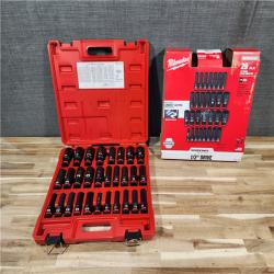 HOUSTON LOCATION - AS-IS Milwaukee SHOCKWAVE 1/2 in. Drive SAE and Metric 6 Point Impact Socket Set (29-Piece)