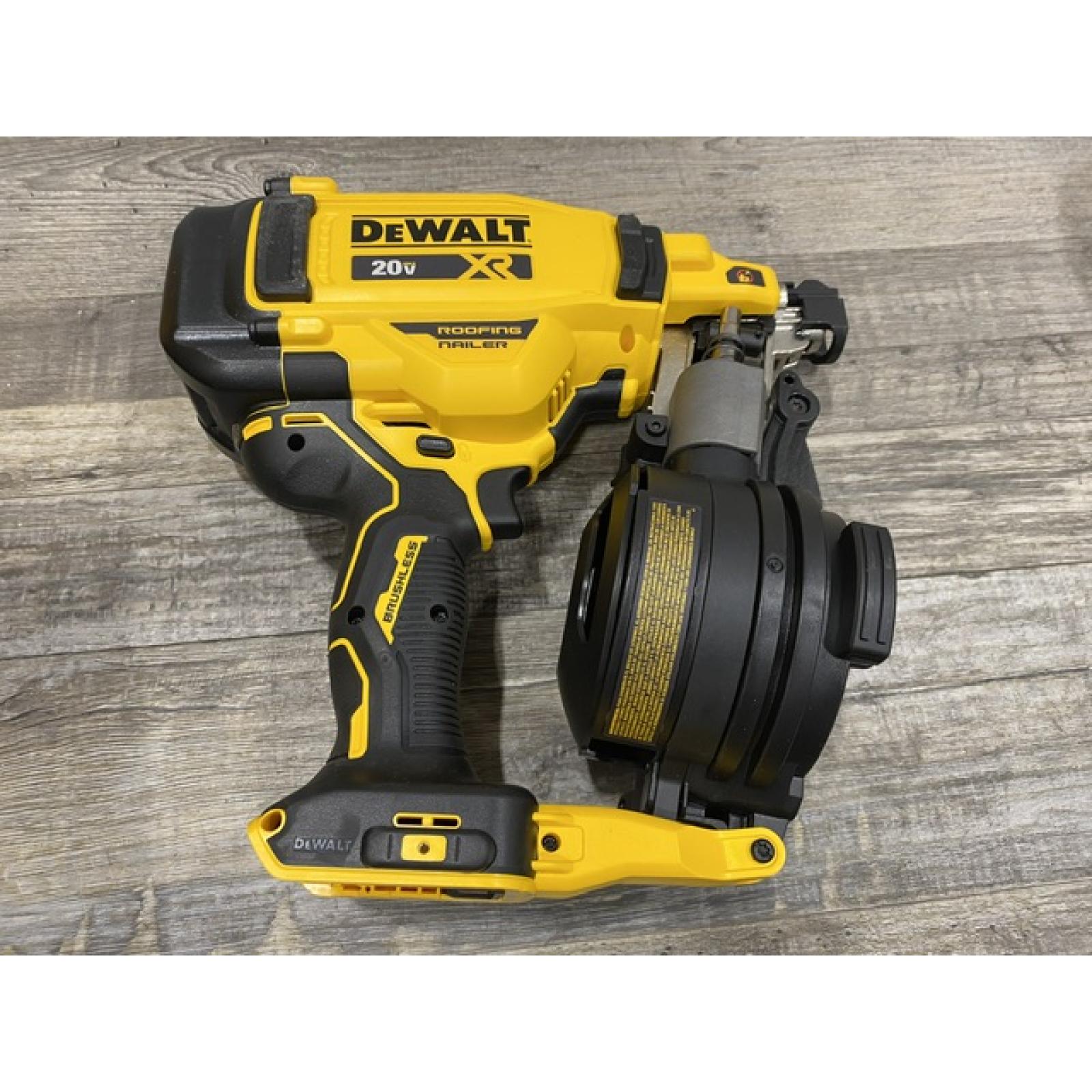 AS-IS DEWALT 20V MAX Lithium-Ion 15-Degree Electric Cordless Roofing Nailer Kit