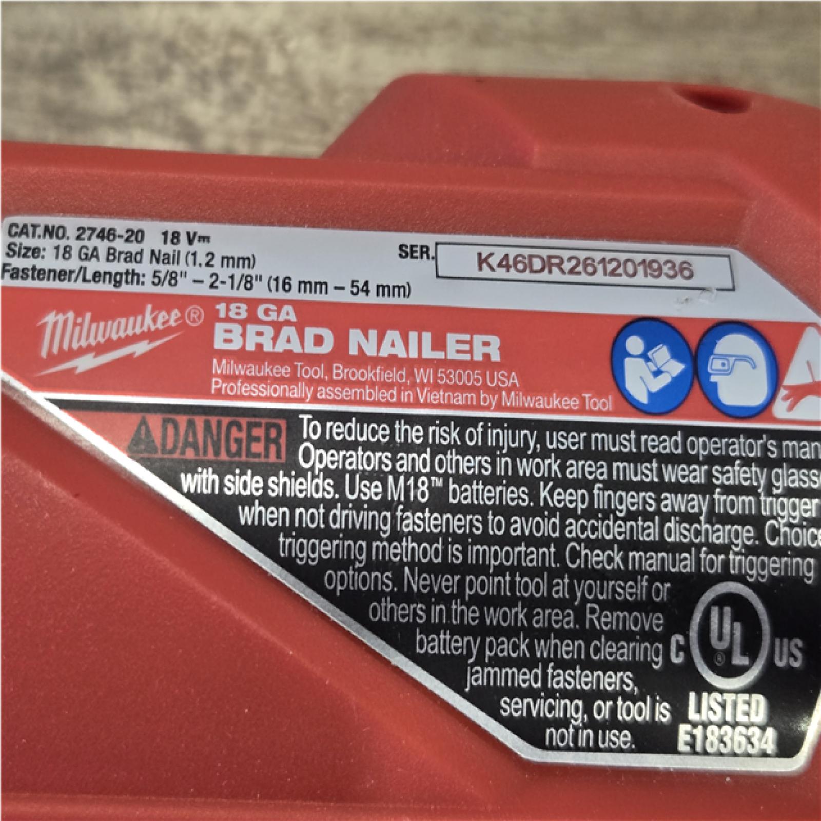 AS-IS Milwaukee FUEL 18-Volt Lithium-Ion Brushless Cordless Gen II 18-Gauge Brad Nailer (Tool-Only)
