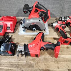 HOUSTON LOCATION - AS-IS M18 18V Lithium-Ion Cordless Combo Kit (5-Tool) with (2) BATTERY  (1) Charger  (1) Tool Bag
