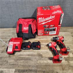 HOUSTON LOCATION - AS-IS Milwaukee M18 18V Lithium-Ion Brushless Cordless Compact Drill/Impact Combo Kit (2-Tool) W/(2) 2.0 Ah Batteries, Charger & Bag