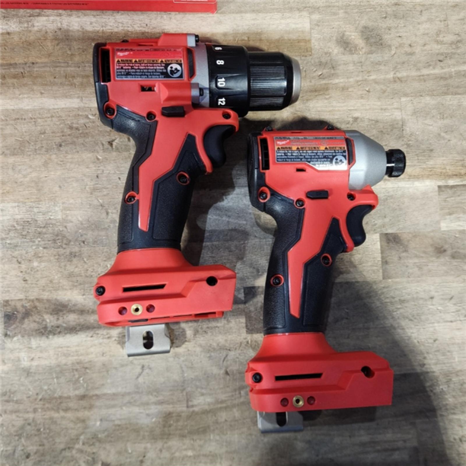 HOUSTON LOCATION - AS-IS Milwaukee M18 18V Lithium-Ion Brushless Cordless Compact Drill/Impact Combo Kit (2-Tool) W/(2) 2.0 Ah Batteries  Charger & Bag