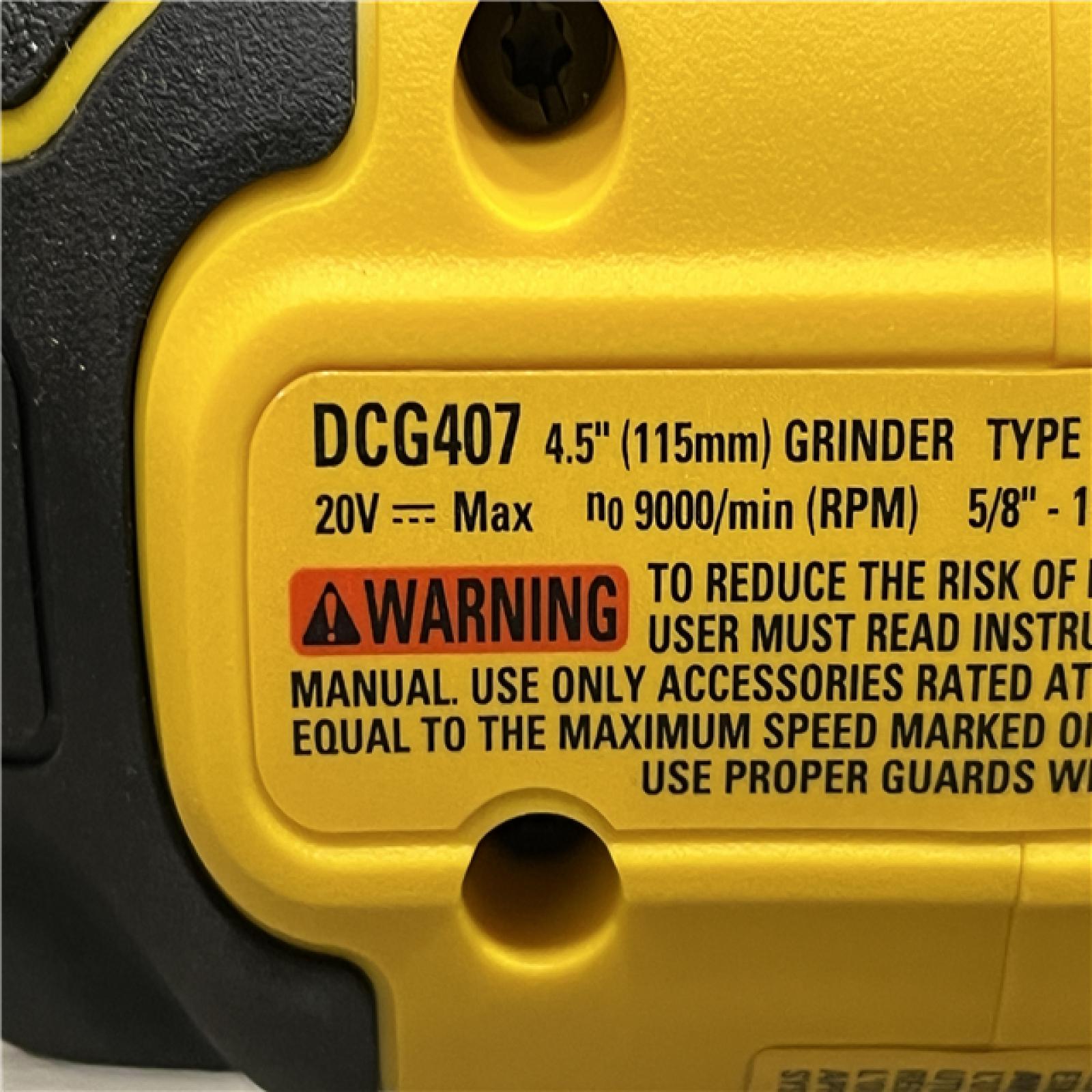 AS-IS DEWALT 20-Volt MAX Cordless Brushless 4-1/2 in. Angle Grinder with Slide Switch (Tool Only)