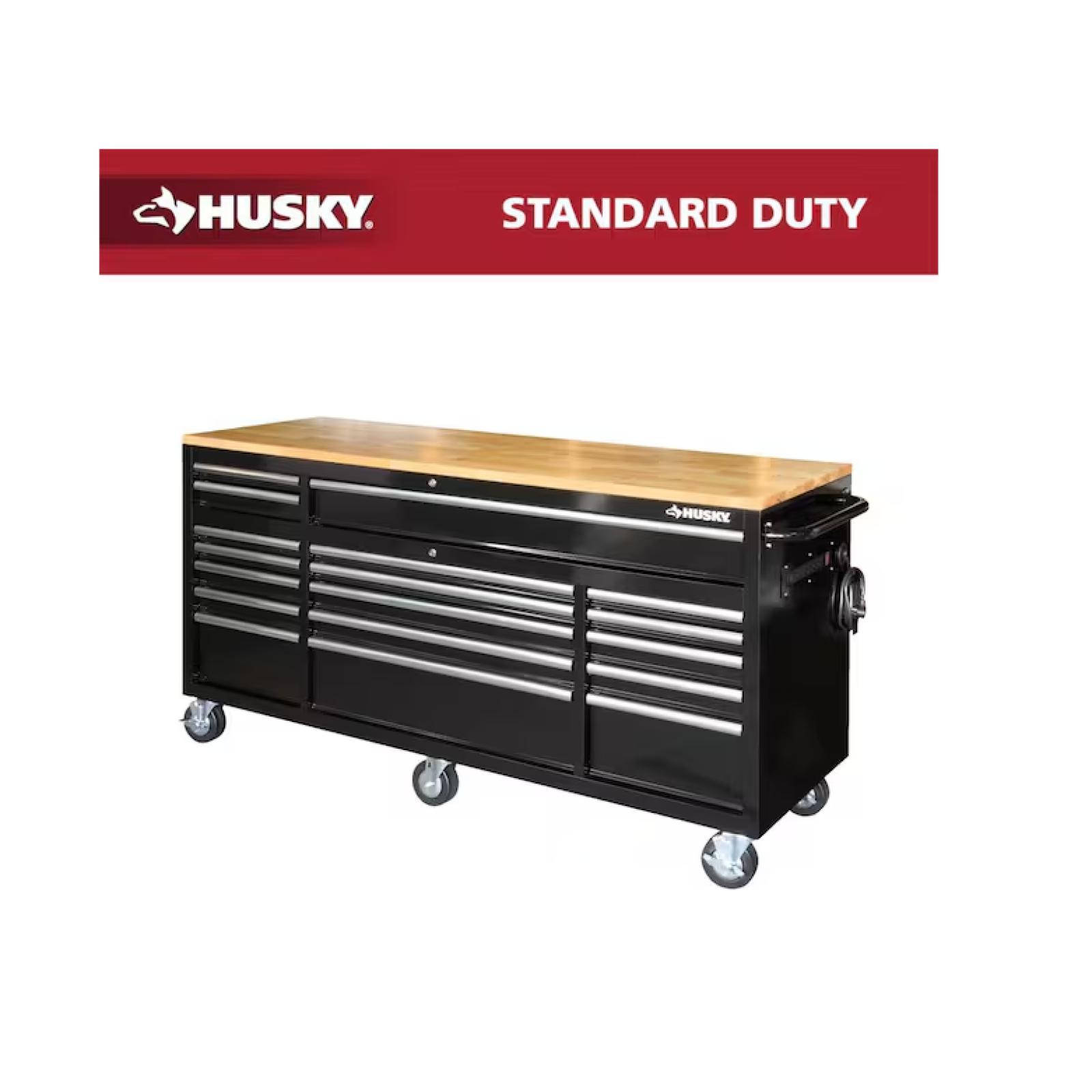 DALLAS LOCATION - Husky Tool Storage 72 in. W Standard Duty Gloss Black Mobile Workbench Tool Chest