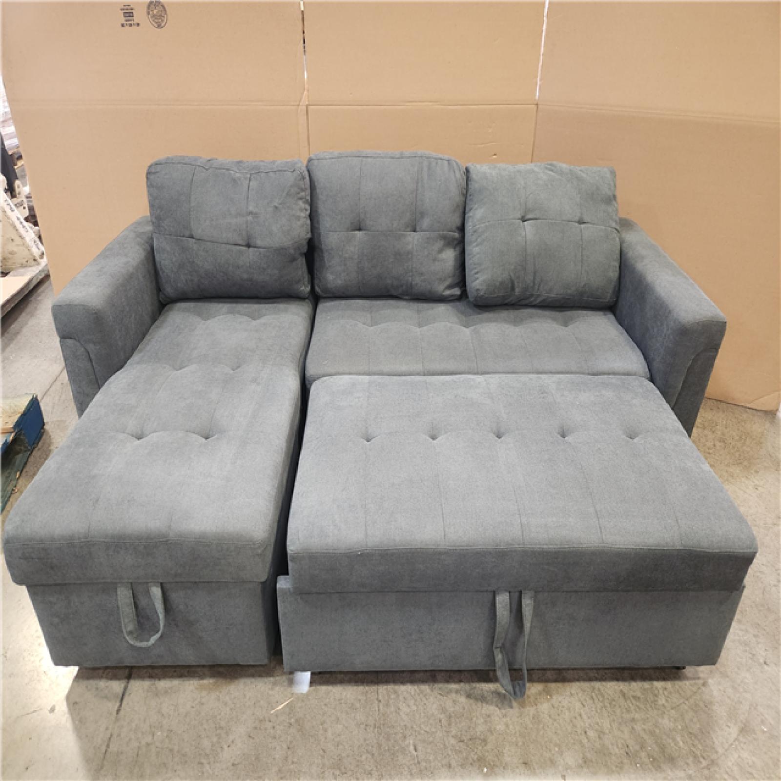 Phoenix NEW Straight Arm 2-Piece Chenille Modular Sectional Sofa L-Shaped Sofa in Grey