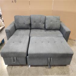 Phoenix NEW Straight Arm 2-Piece Chenille Modular Sectional Sofa L-Shaped Sofa in Grey