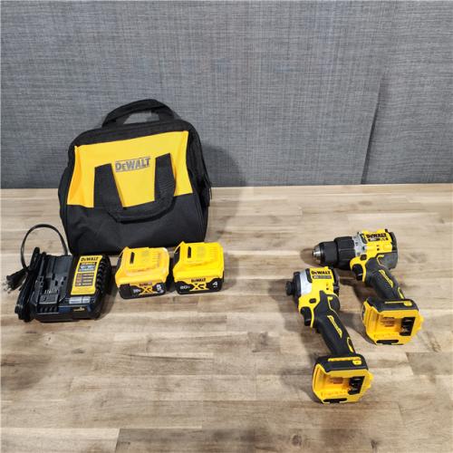 HOUSTON LOCATION - AS-IS DEWALT 20V MAX XR Hammer Drill and ATOMIC Impact Driver 2 Tool Cordless Combo Kit with (2) Batteries, Charger, and Bag