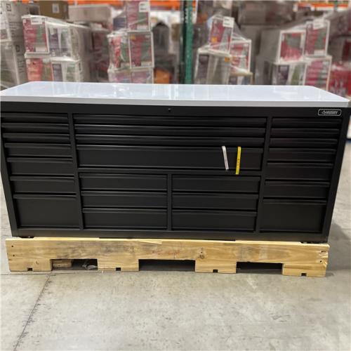 DALLAS LOCATION- Husky Tool Storage Heavy Duty 96 in. W x 24 in. D Matte Black Mobile Workbench Cabinet with Stainless Steel Top
