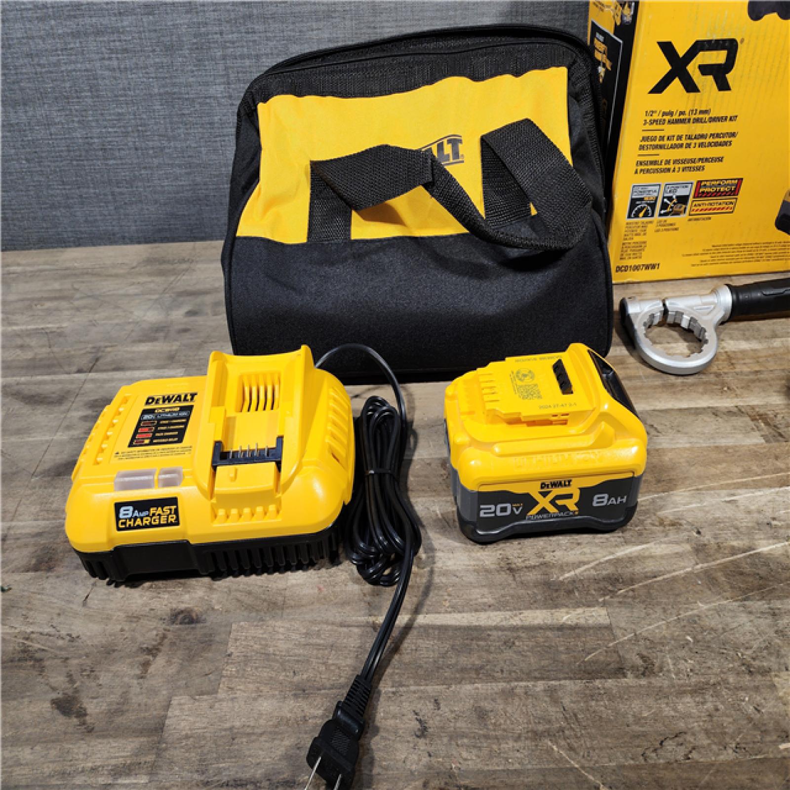 HOUSTON LOCATION - AS-IS DEWALT 20V XR Lithium-Ion Cordless Hammer Drill Kit with 8.0 Ah Battery  Charger and Kit Bag