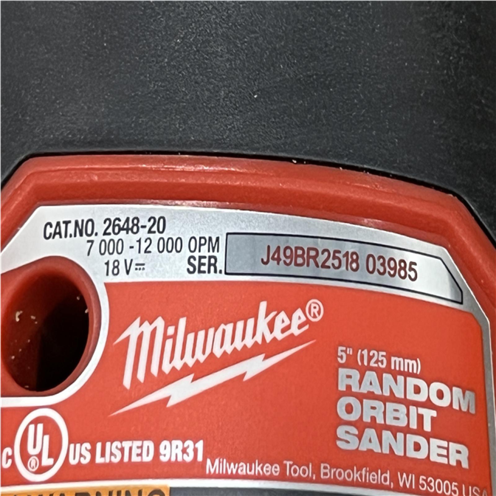 AS-IS Milwaukee 18V Lithium-Ion Cordless 5 in. Random Orbit Sander (Tool-Only)