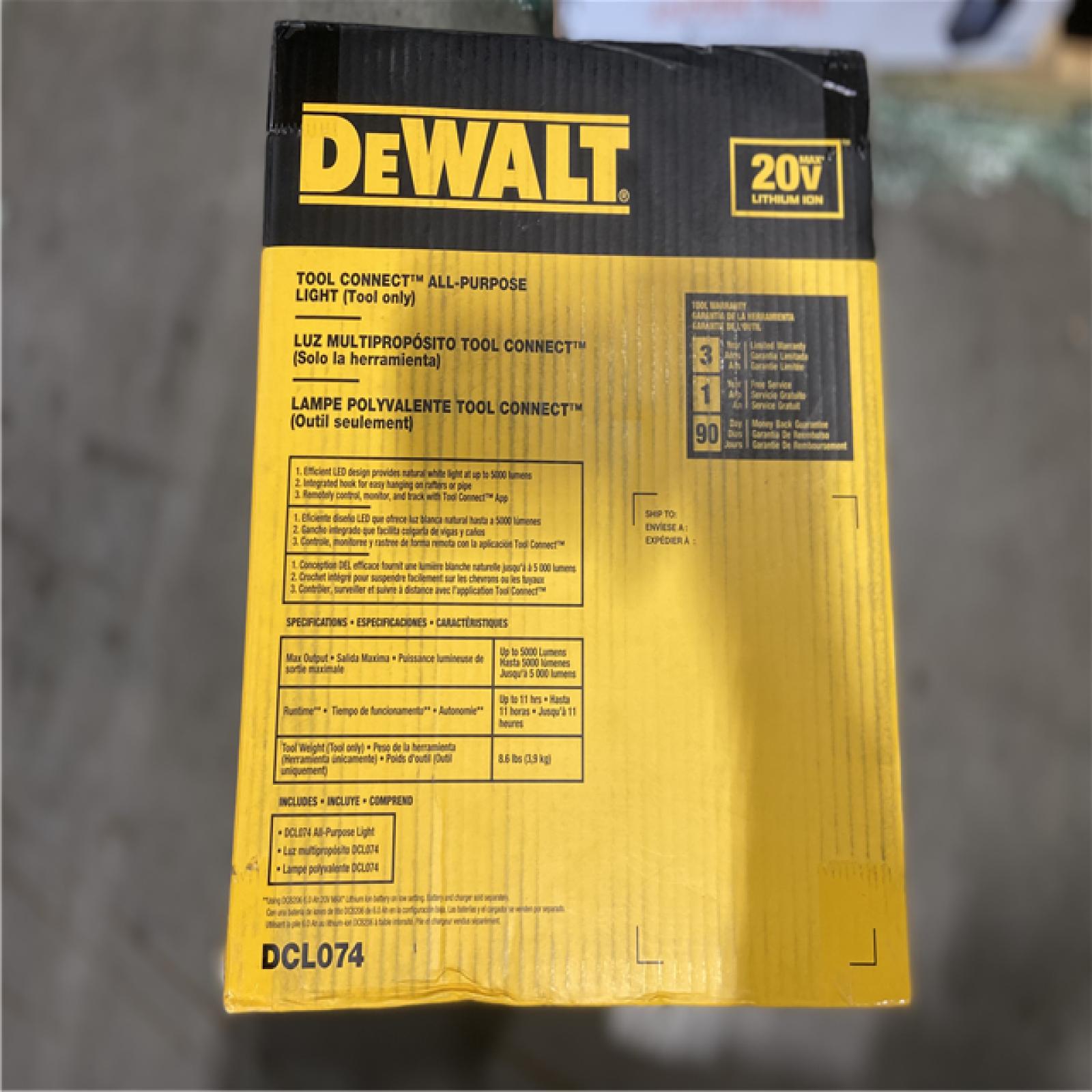 NEW! -  DEWALT 20V MAX All Purpose Cordless Work Light (Tool Only)