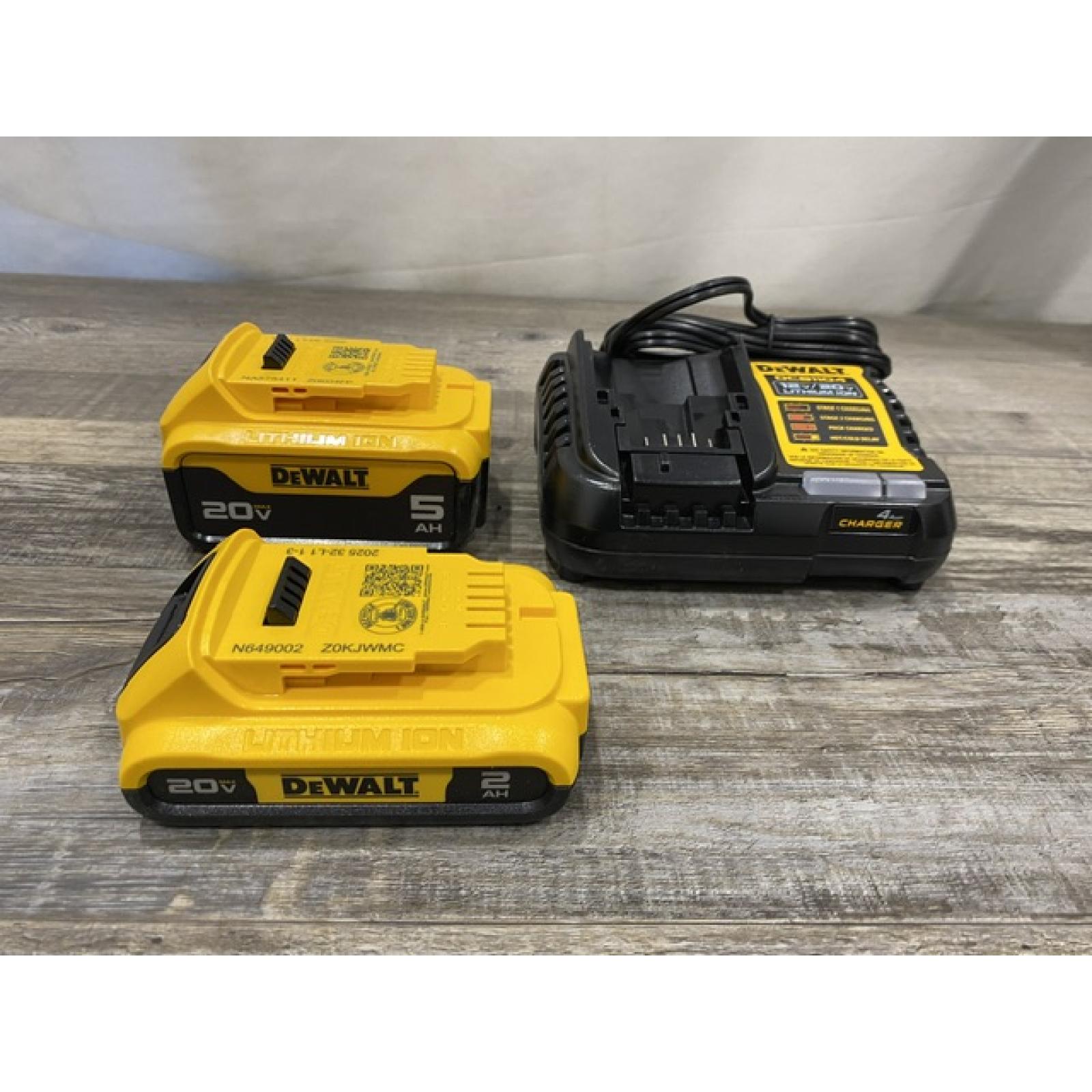 AS-IS DEWALT 20V MAX Lithium-Ion Battery Kit with 5.0Ah and 2.0Ah Battery and Charger