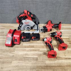 HOUSTON LOCATION - AS - IS Milwaukee 4 Tool Combo Kit W/ (2) Battery & Charger