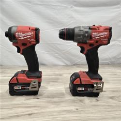 AS-IS MILWAUKEE FUEL 18V Lithium-Ion Brushless Cordless Hammer Drill and Impact Driver Combo Kit (2-Tool) with 2 Batteries