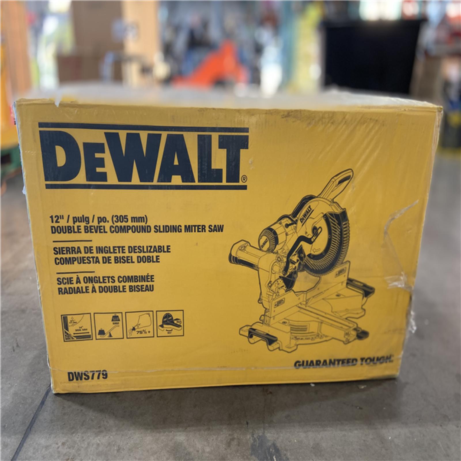 NEW! - DEWALT 15 Amp Corded 12 in. Double Bevel Sliding Compound Miter Saw  Blade Wrench and Material Clamp